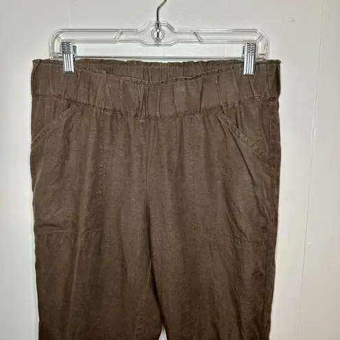 J.Jill  Pure Jill Linen Drawstring Crop Pants Brown Medium Petite