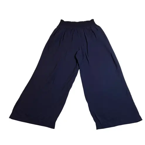 Simply Vera Vera Wang Pull On Cropped Wide Leg Pants Size L Beach Coastal Casual Blue Size L