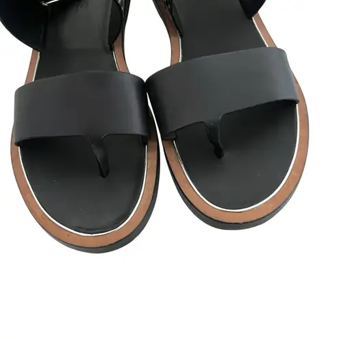 Vince  Mailin Snake Embossed Ankle Wrap Flat leather Sandal Sz 6.5 Statement Chic