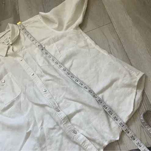 Kate Hill 100% Linen Long Sleeve Button Up Shirt White (Size 1X)