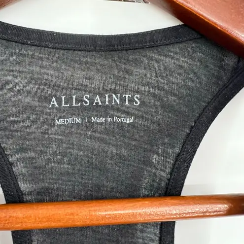 All Saints black floral boho burn out tank top pull over shirt size medium