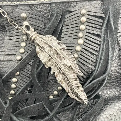 Montana West Womens Shoulder Bag Black Fringe Studded Boho Cowgirl Rodeo Western