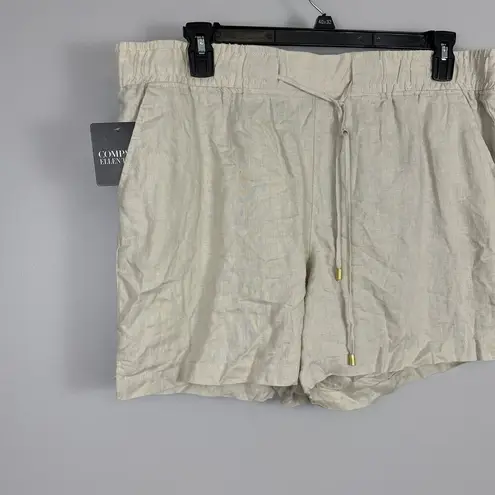 Ellen Tracy Company Womens Size XL Sandstone Linen Drawstring Shorts Pockets
