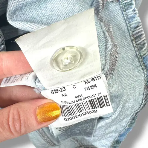 Ganni x Levi's Rare Faded Floral Print Vintage Denim Jean Distressed Midi Dress