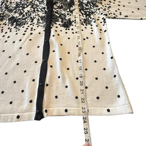 Christopher & Banks NWT Cardigan Black White Polka Dot 100% Cotton Sweater Med