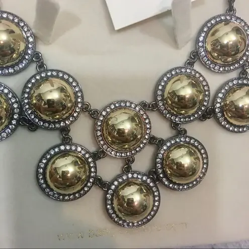 Amrita Singh Gold Gunmetal Crystal Bib Necklace