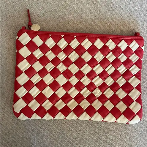 Clare V. Puffy Woven Tote Red