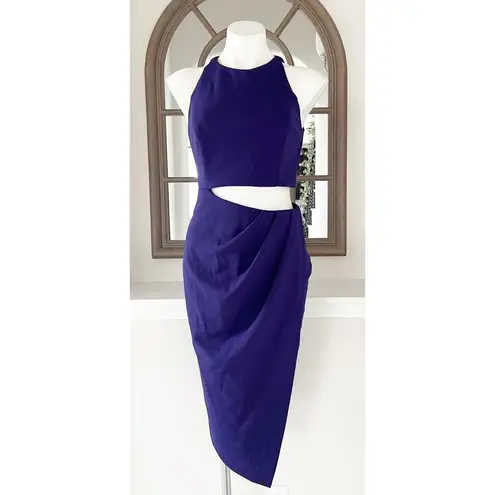AQUA  Bloomingdale’s Asymmetric Cutout Dress in Mulberry/Purple Size 6 NWT $238