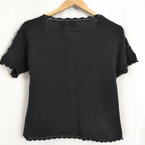 Jacklyn Smith Button Up Knitwear Black Top Small