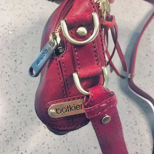 Botkier Red Leather Fringed Multiple Gold Zipper Moto Medium Size Crossbody Bag