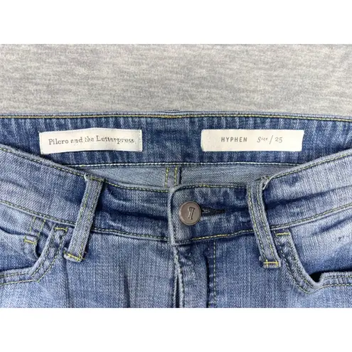 Pilcro & The Letterpress Hyphen Jeans Size 25 Paisley Fringe Trim Red