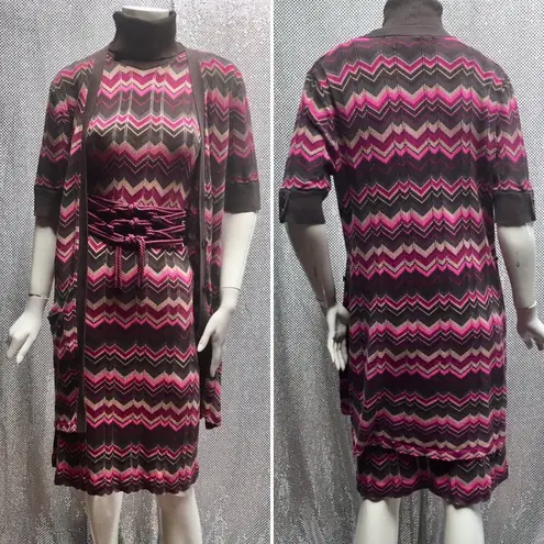 Anthropologie  Beth Bowley knit sweater dress duster 2pc set chevron stripe M L