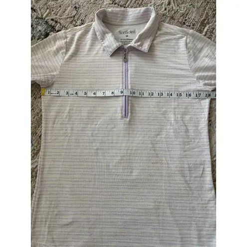 San Soleil Quarter Zip Womens Medium Purple Stripe UPF 50 Sun Golf Outdoor