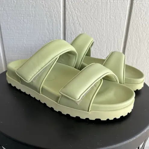 Gia Borghini x Pernille Teisbaek Leather Slides Sandals Light Green Size 39 EUC