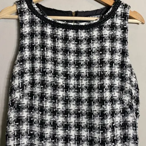 Karl Lagerfeld Paris Tweed Metallic Boucle Shift Mini Dress Womens 4 Black White