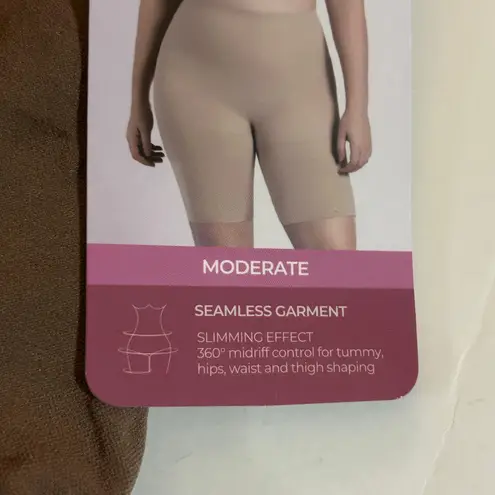 Curveez Second Skin Thigh Slimmer Seamless Shaping Butt Lift Shorts M Medium New Brown