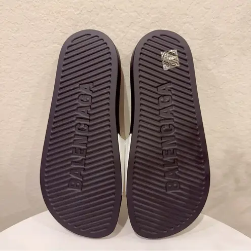 Balenciaga Women's Black and White Logo Pool Slide Sandal Size 37 NIB