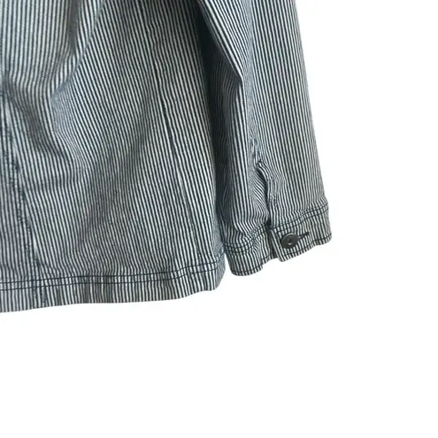 CJ Banks Women Jean Jacket 1X Navy Striped Denim Western Cowgirl Sustainable Blue