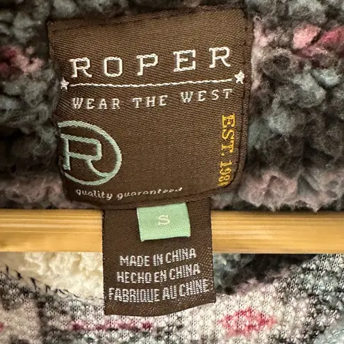 Roper Southwestern Quarter Zip Polar Fleece Pullover Women S Aztec Ivory Pockets White