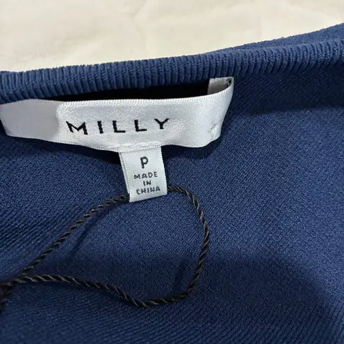 Milly NWT One Shoulder Top Ruffle Blue Sleeveless Party Cocktail Blouse Size P