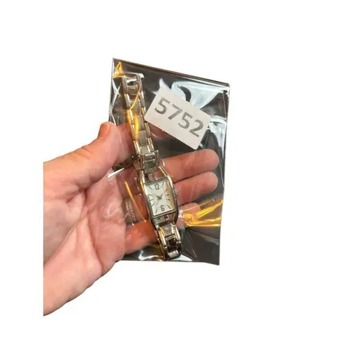 Women's Silver Rectangular Analog Watch With Link Bracelet