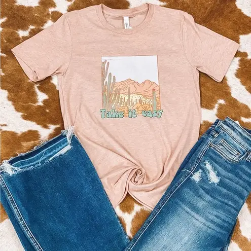 Take It Easy Desert Graphic Tee Pink