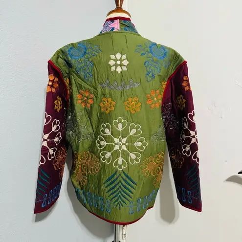 ZARA  Multicolored Bohemian Hippie Embroidered Long Sleeve Cotton Jacket Sz M