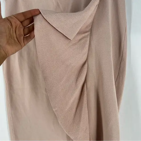 Midnight Velvet Petal Pink Stretch Knit Ruffle Front Pull On Pencil Skirt Size L Size L