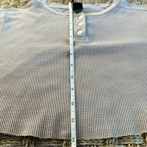 Wild Fable  Blush Pink Long Sleeve Thermal Waffle Knit Henley Crop Shirt M