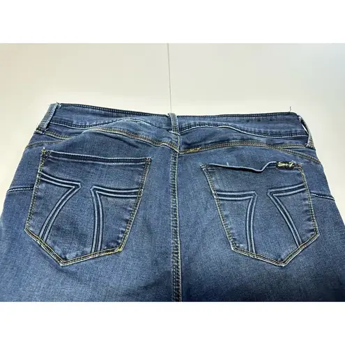 Seven7 Women's Blue Tummyless High Rise Skinny Jeans Size 14