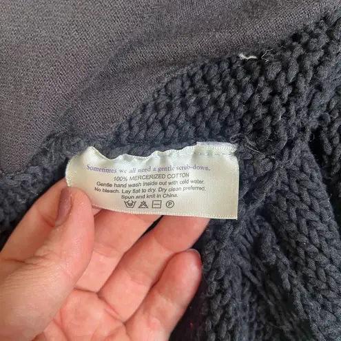 MM La Fleur Mary Black Mercerized Cotton Open Front Cardigan Sweater XL