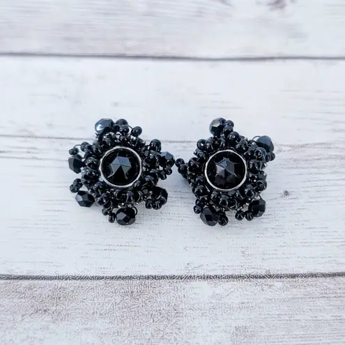 Vintage Clip On Earrings Unusual Black