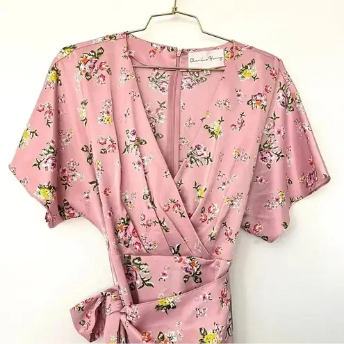 Charles Henry Wrap Dress Pink Blush Floral Size Medium Dolman Sleeve