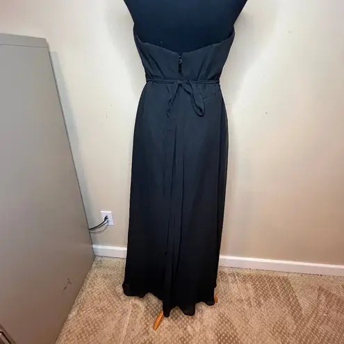 Azazie Black Strapless Sweetheart Long Chiffon Maxi Dress Bridesmaid Formal Prom