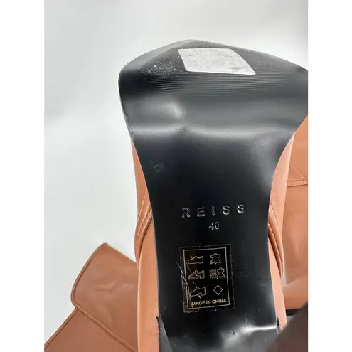 Reiss Caitlin Brown Leather Knee High Boots 40 NEW