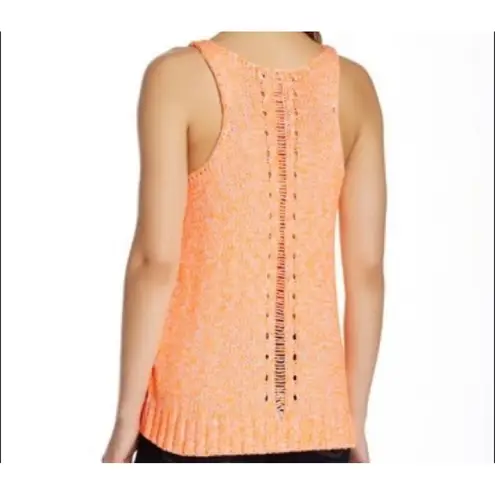 Elizabeth and James Knit Tank Top Sleeveless Orange White Open Back Size Large
