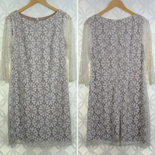 Eliza J ELIZA‎ J Ivory Floral Lace Overlay Shift Dress Size 8