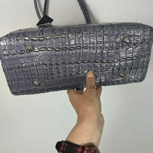 Brahmin  Anytime Leather Tote Patina La Scala Croc Embossed Gray Gold 2 Strap NWT