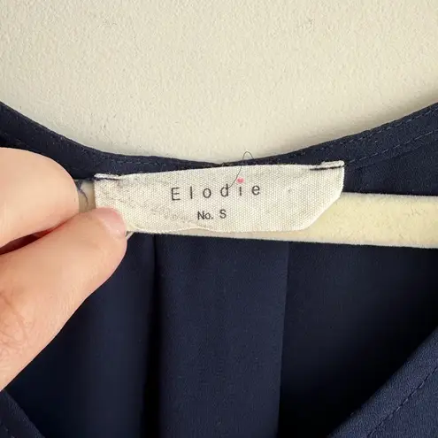 Elodie Navy Blue Swing Tank Top, Sheer Flowy Blouse, Size Small