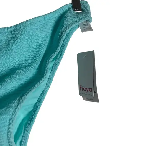 Freya Ibiza Waves Crinkle Ice Blue High Leg Cheeky Bikini Swimsuit Bottoms Large