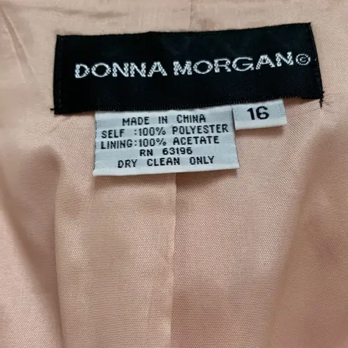 Donna Morgan Jacket Top Satin Pink Embroidered Floral Short Sleeve Formal 16