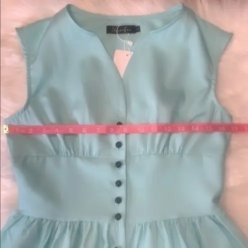 Sucrefas NWT retro vintage inspired button up sleeveless dress with full skirt S