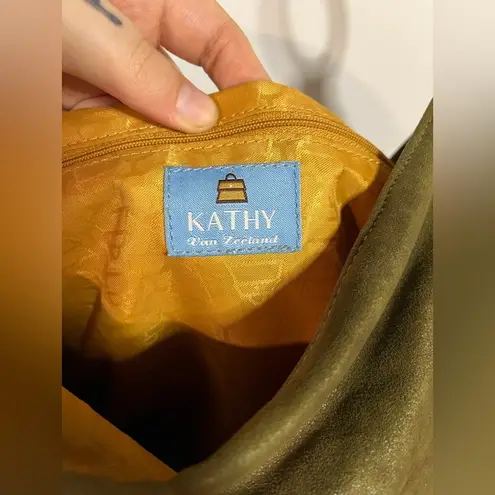 Kathy Van Zeeland Studded Olive Green/Gold Speckled Y2k Messenger Crossbody Bag