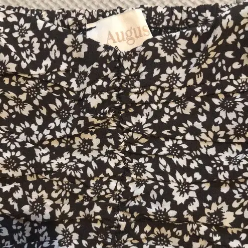 New Auguste The Label Marlowe Chloe Mini Dress Babydoll Charcoal Floral Ruffle Black Size 6