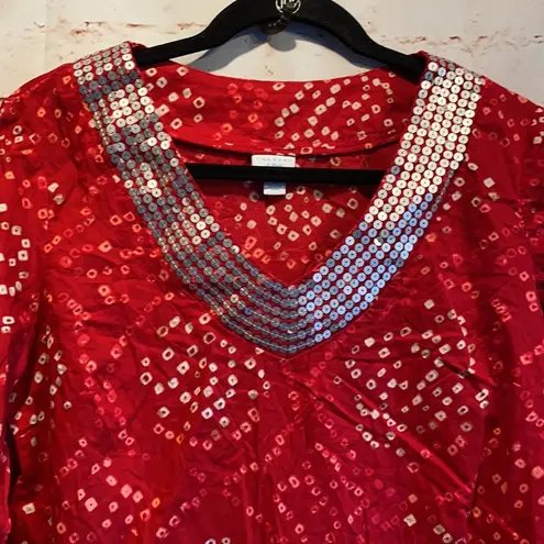 Calypso St. Barth red grey sequin swim cover up M
