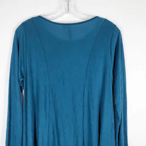 The Comfy  USA Womens XS Tunic Top Blue Scoop Neck Blouse Swing Rayon Stretch 966