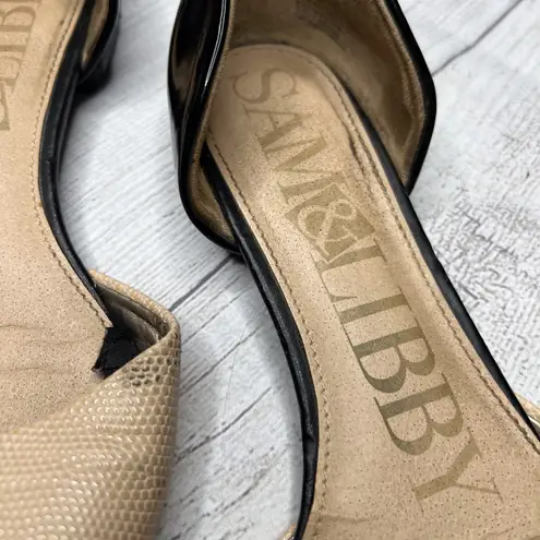 Sam & Libby Nude Black Pebble Faux-Leather Slip-On Flats Pointed Toe Sz US 6.5