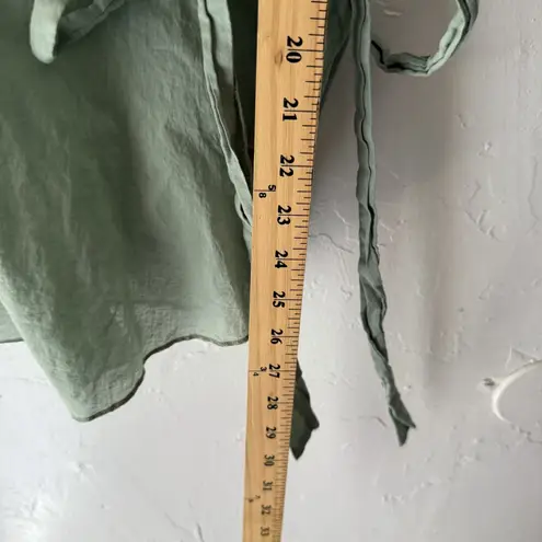 Downeast Y2k Wrap Top Womens Small Green Short Sleeve Ruffle Lightweight Blouse