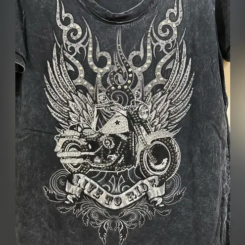 Vocal scoop neck short sleeve motorcycle shirt gray size XL