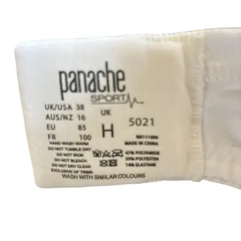Panache Women's High Impact Underwire Sports Bra Sz 38H White Moisture Wicking